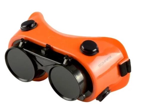 صورة نظارة لحام معدسة سوداء وعدسة بيضاء مع امكانية الفتح ممتازة لون برتقالى